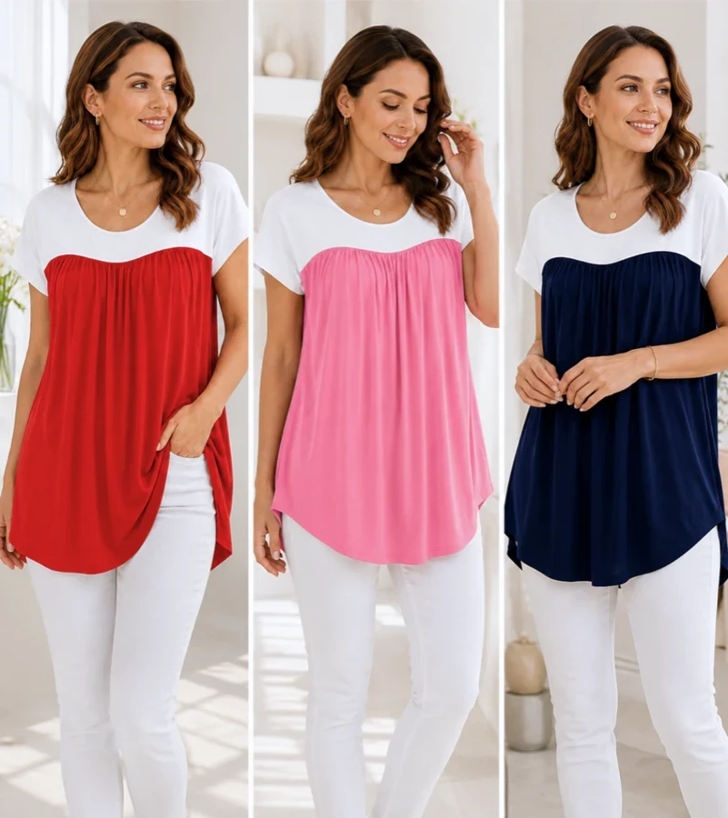 Breeze Tunic у червоному, пудровому та темно-синьому кольорах